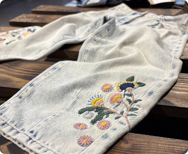 Embroidery Detail on Denim